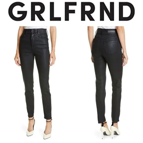 Grlfrnd Oriana Coated Ankle Skinny Jeans in Got Away Again Size 24 NEW - Picture 1 of 9